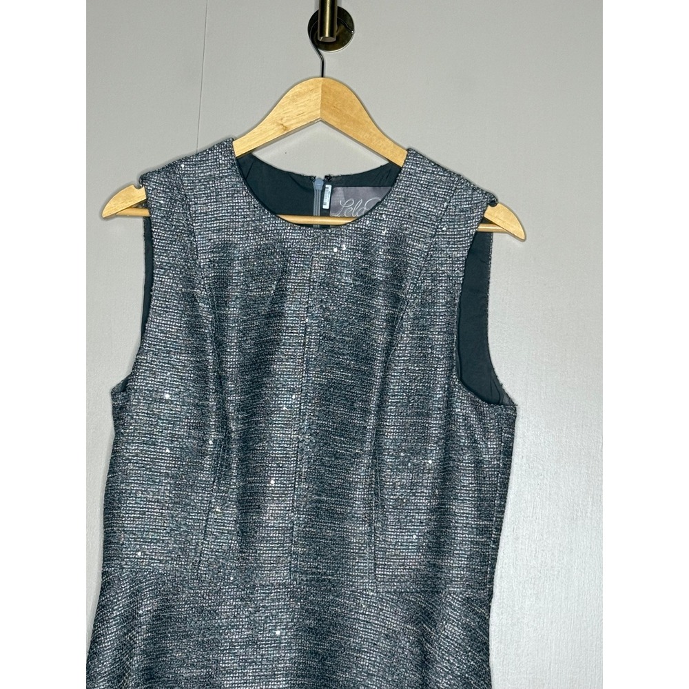 Silver Metallic Sparkle Fit & Flare Midi Dress Size 14 Cocktail Party Holiday - Picture 3 of 10